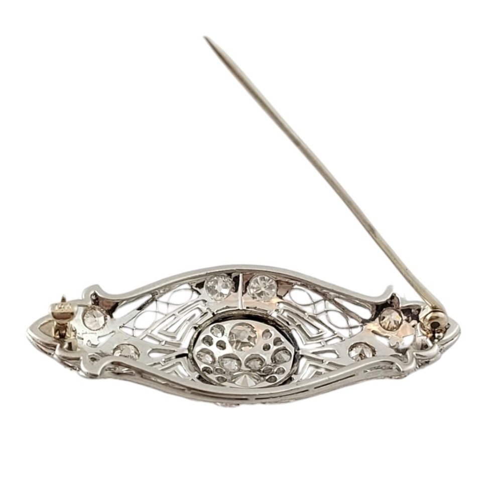Antique Edwardian Era Platinum and 14K White Gold Diamond Brooch Pin #16451 - Picture 4 of 6